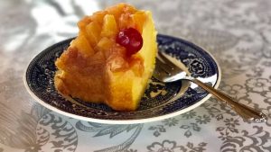 A close-up image of a dessert being served at the Olde Towne Cafe and Inn LLC in Ohio.