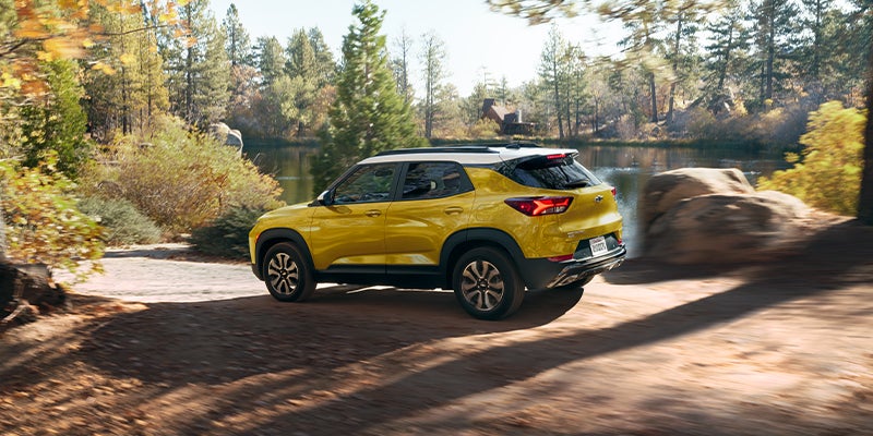 A yellow 2023 Chevy Trailblazer.