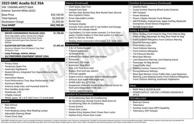 2023 GMC Acadia SLE