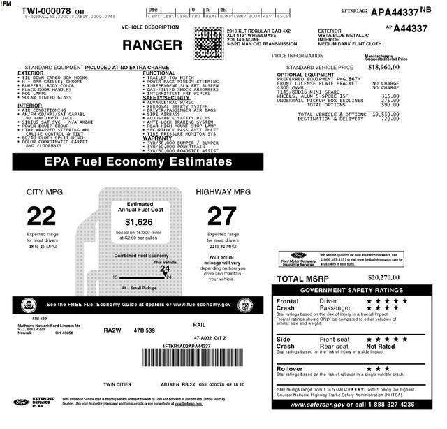 2010 Ford Ranger XL