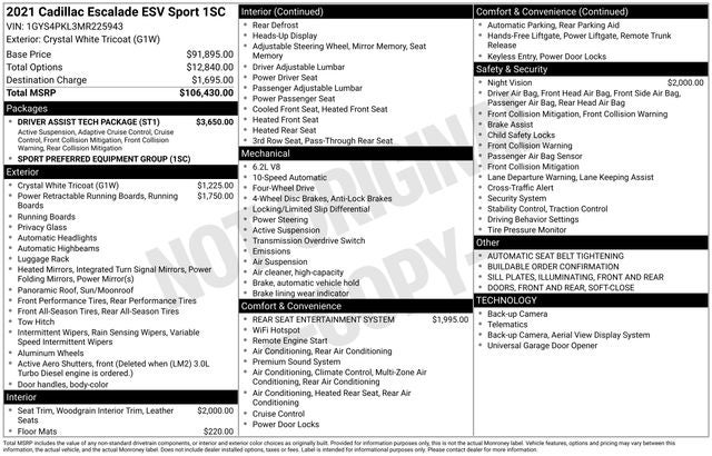 2021 Cadillac Escalade ESV Sport