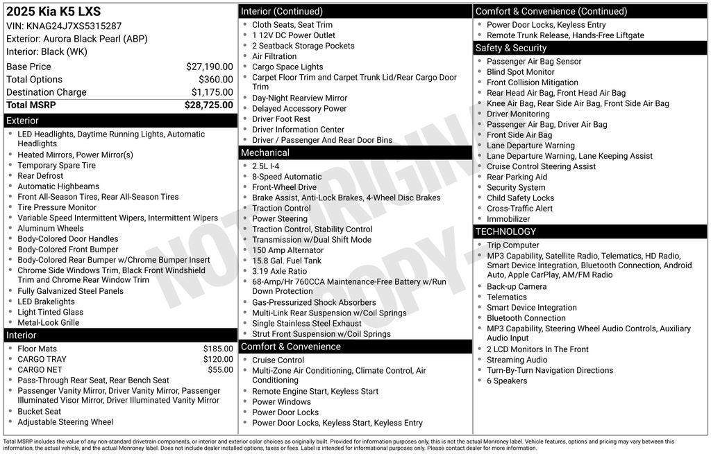 2025 Kia K5 LXS