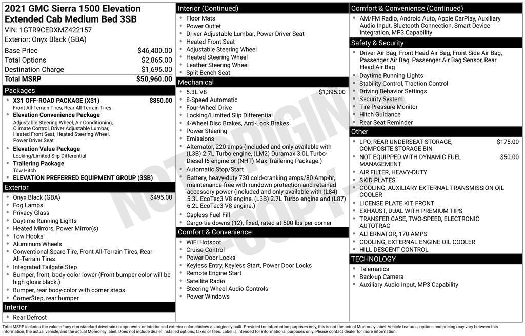 2021 GMC Sierra 1500 Elevation X31