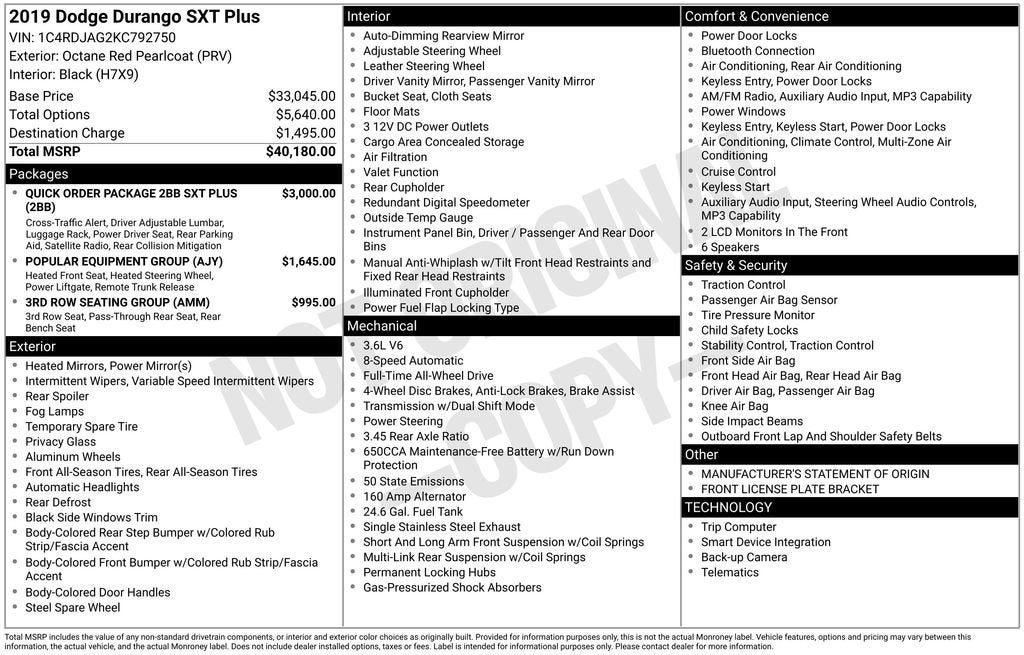 2019 Dodge Durango SXT Plus