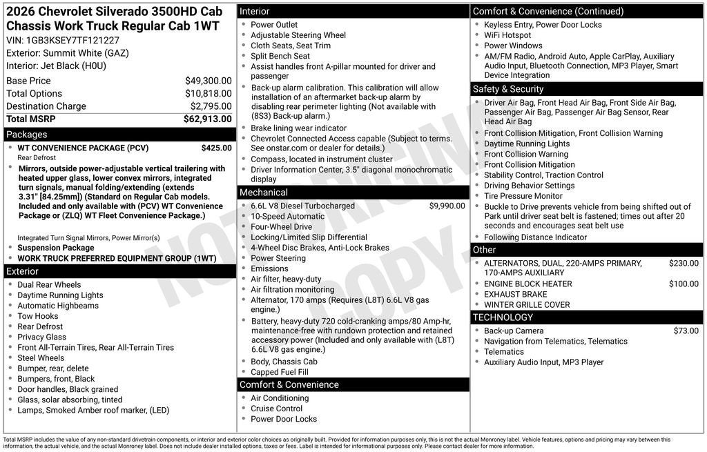 2026 Chevrolet Silverado 3500 HD Chassis Cab Work Truck
