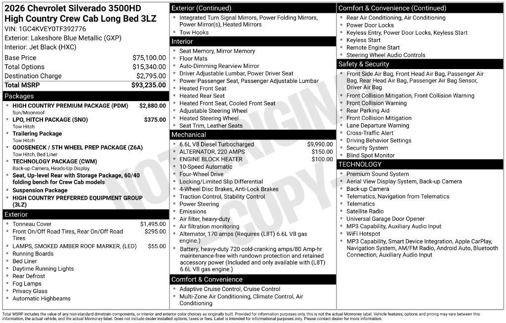 2026 Chevrolet Silverado 3500 HD High Country
