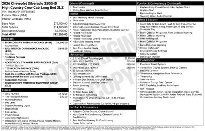 2026 Chevrolet Silverado 3500 HD High Country DRW