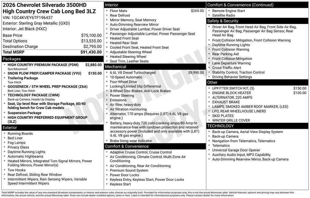 2026 Chevrolet Silverado 3500 HD High Country DRW