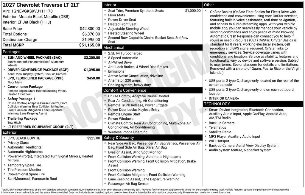 2027 Chevrolet Traverse LT