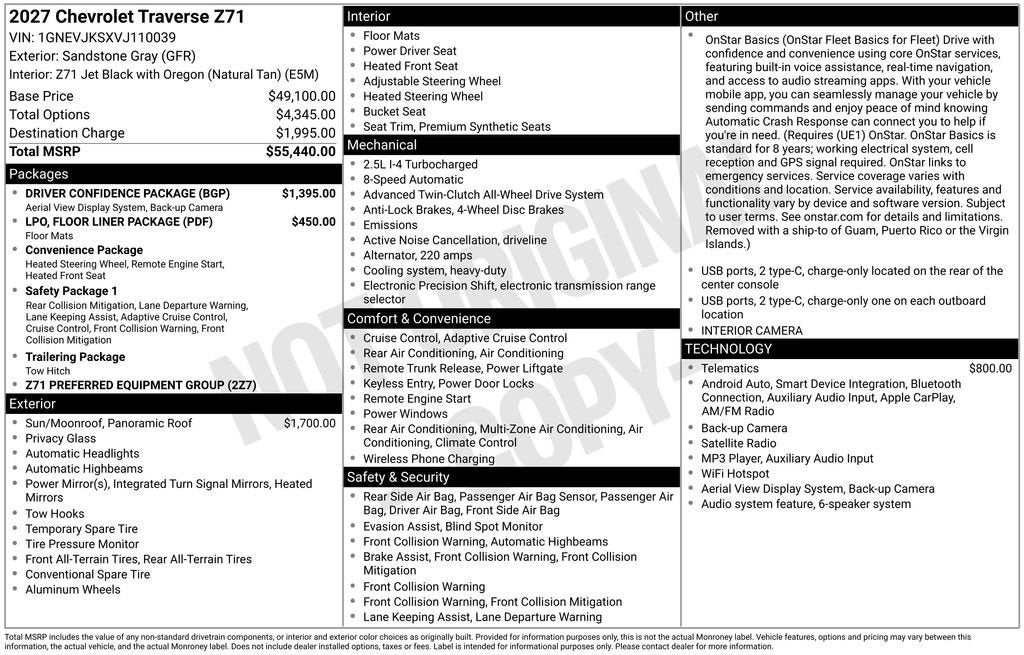 2027 Chevrolet Traverse Z71 - Photo 24