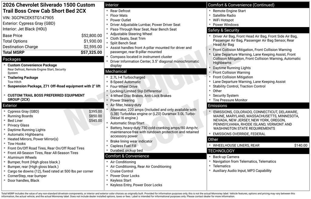 2026 Chevrolet Silverado 1500 Custom Trail Boss