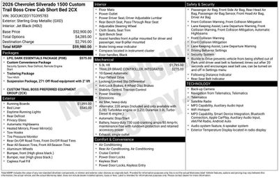 2026 Chevrolet Silverado 1500 Custom Trail Boss