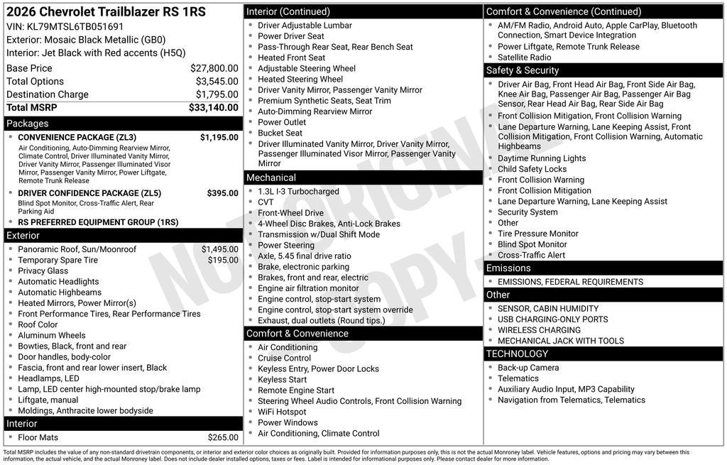 2026 Chevrolet Trailblazer RS