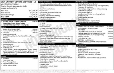 2026 Chevrolet Corvette Z06 1LZ