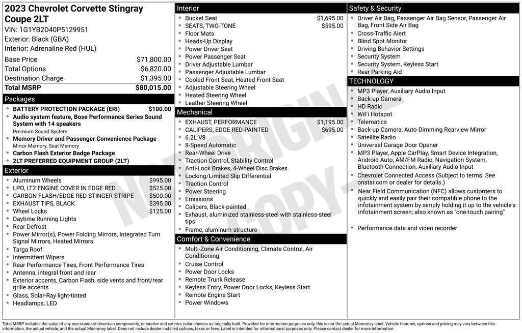 2023 Chevrolet Corvette Stingray 2LT