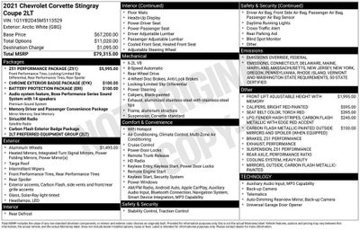 2021 Chevrolet Corvette Stingray 2LT