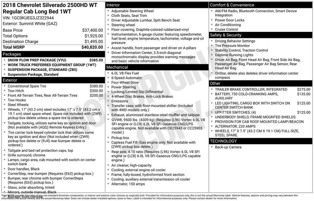 2018 Chevrolet Silverado 2500 HD Work Truck