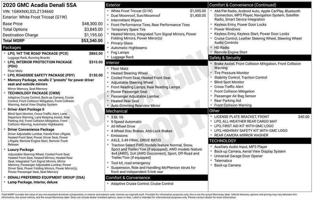2020 GMC Acadia Denali
