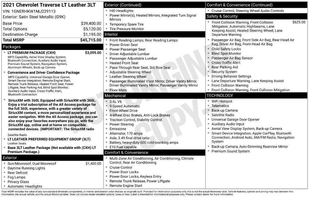 2021 Chevrolet Traverse LT Leather