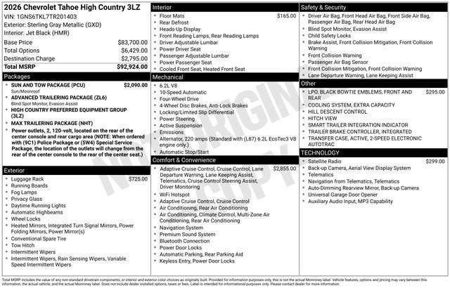 2026 Chevrolet Tahoe High Country