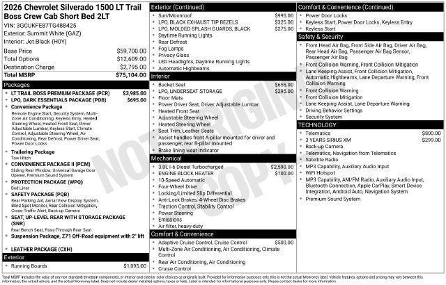 2026 Chevrolet Silverado 1500 LT Trail Boss