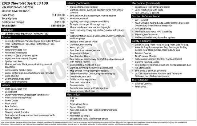 2020 Chevrolet Spark LS Automatic